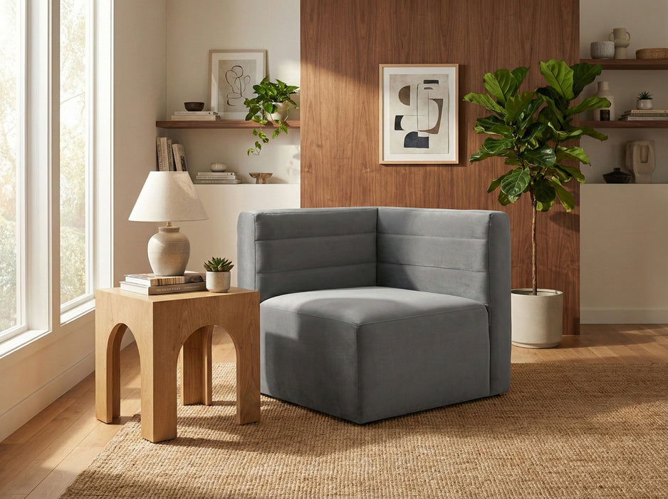 Quincy Grey Velvet Modular Corner Chair