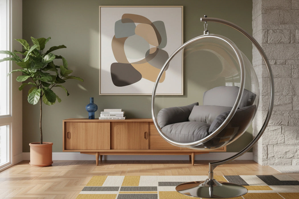 Luna Grey Durable Fabric Acrylic Swing Chair