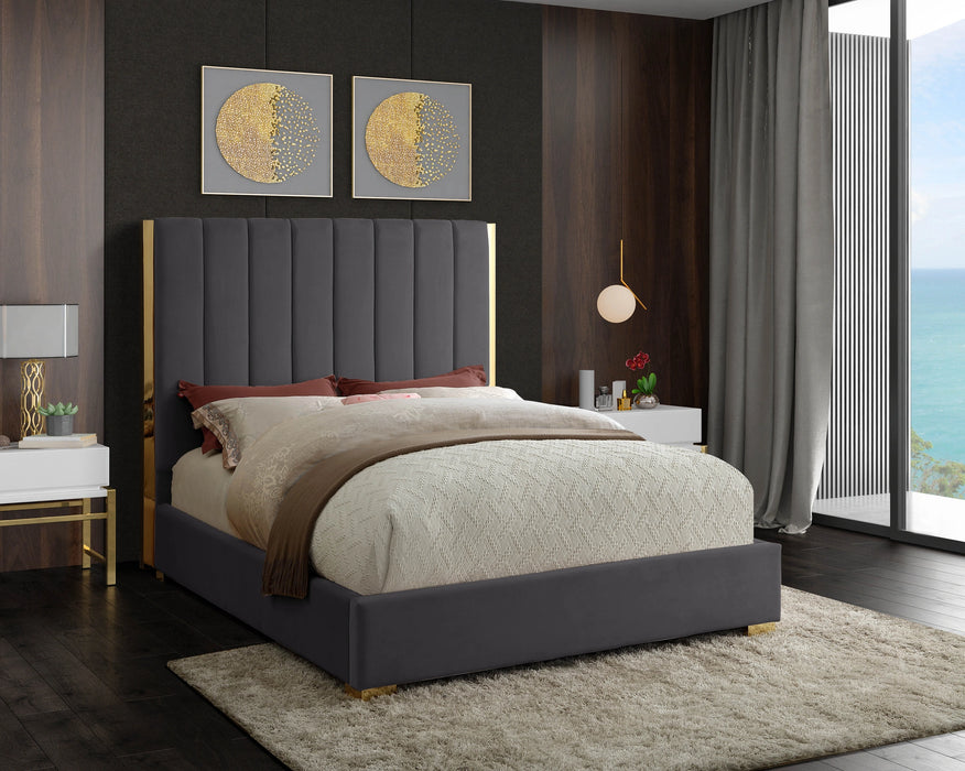Becca Grey Velvet Full Bed