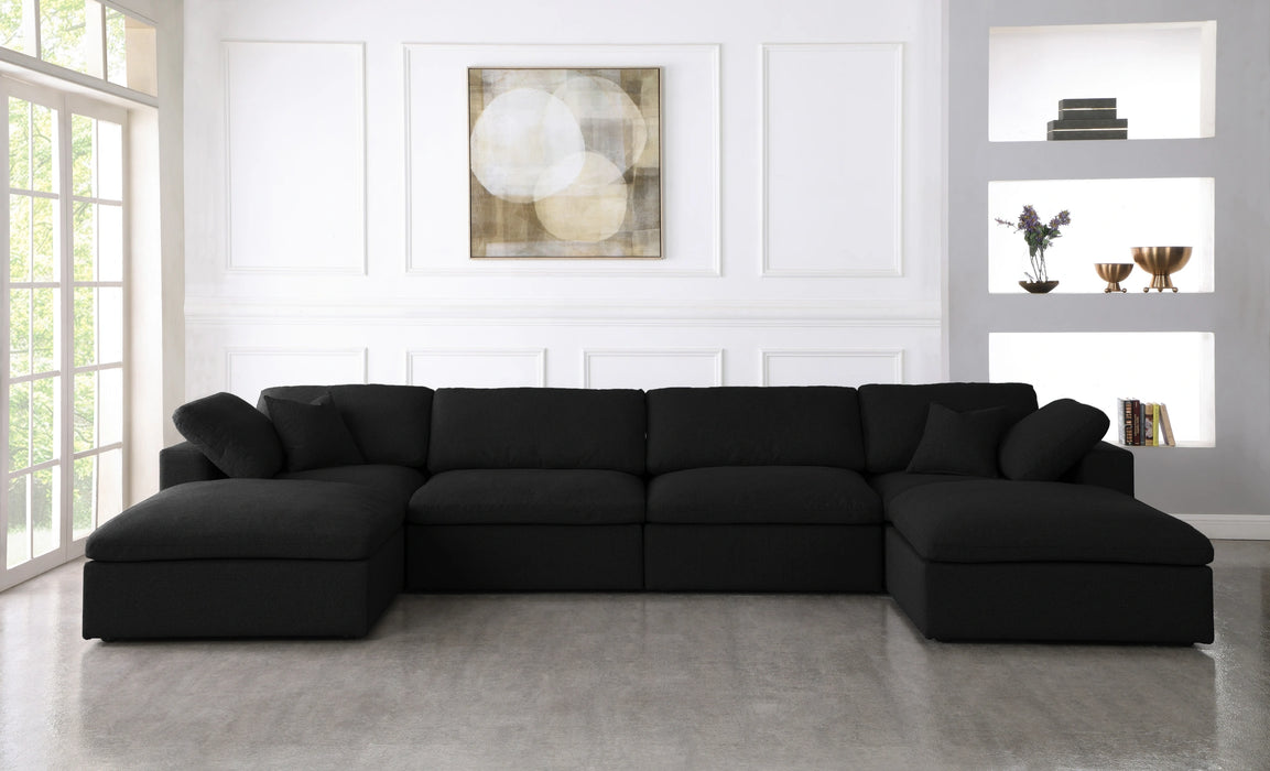 Serene Black Linen Fabric Deluxe Cloud Modular Sectional