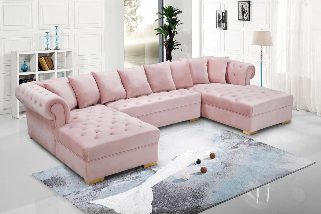 Presley Pink Velvet 3pc. Sectional