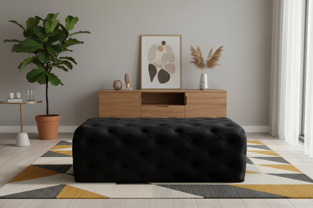 Casey Black Velvet Ottoman/Bench