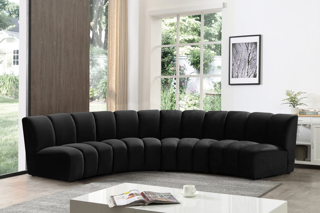 Infinity Black Velvet 4pc. Modular Sectional