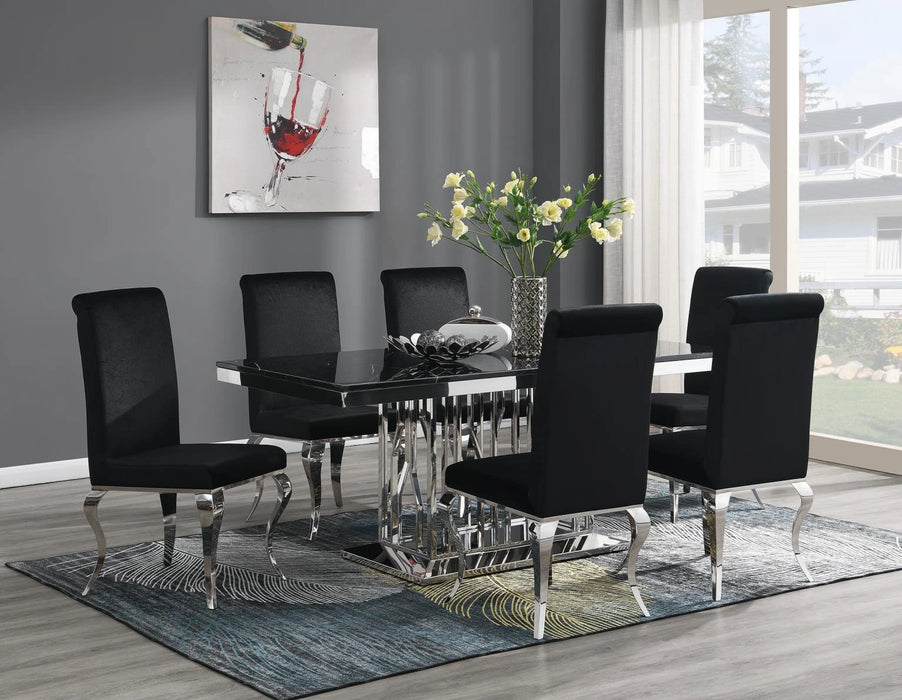 G-081-T-BLACK Dining Table-Black Marble