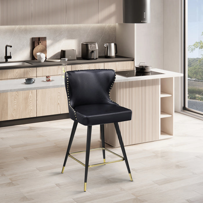 Hendrix Black Faux Leather Counter/Bar Stool