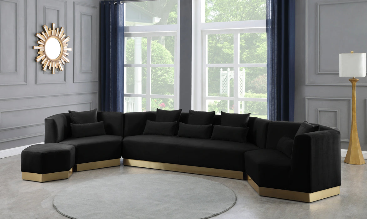 Marquis Black Velvet Ottoman