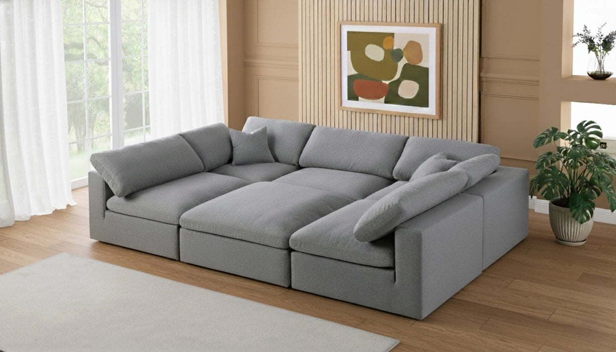 Serene Grey Linen Fabric Deluxe Cloud Modular Sectional