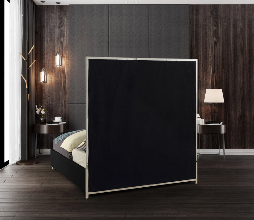 Milan Black Faux Leather Queen Bed