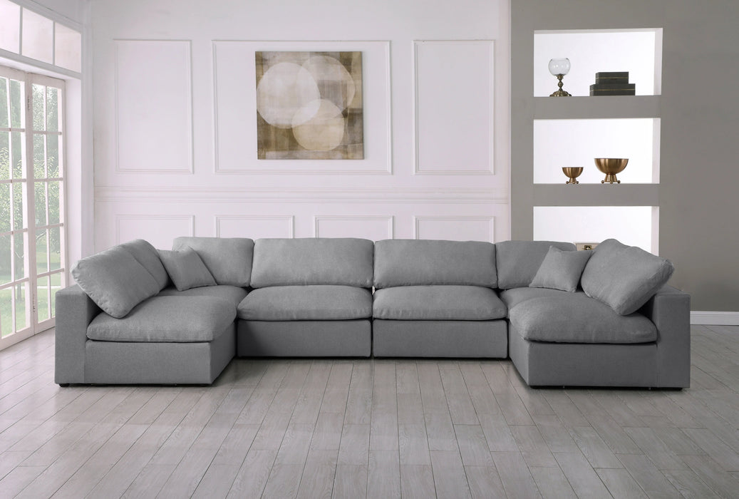 Serene Grey Linen Fabric Deluxe Cloud Modular Sectional