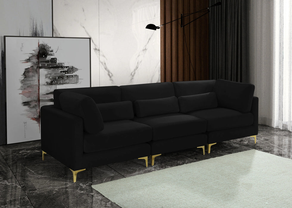 Julia Black Velvet Modular Sofa (3 Boxes)