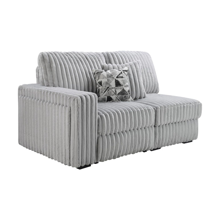 Gray Corduroy Power Reclining 4 Pc Sectional W/2 Wireless Charger