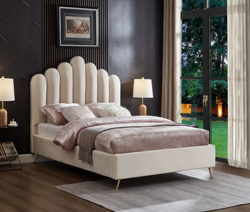 Lily Cream Velvet Full Bed