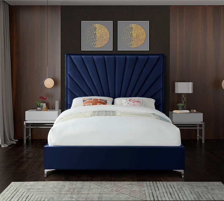 Eclipse Navy Velvet Full Bed