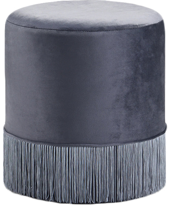 Teddy Grey Velvet Ottoman/Stool