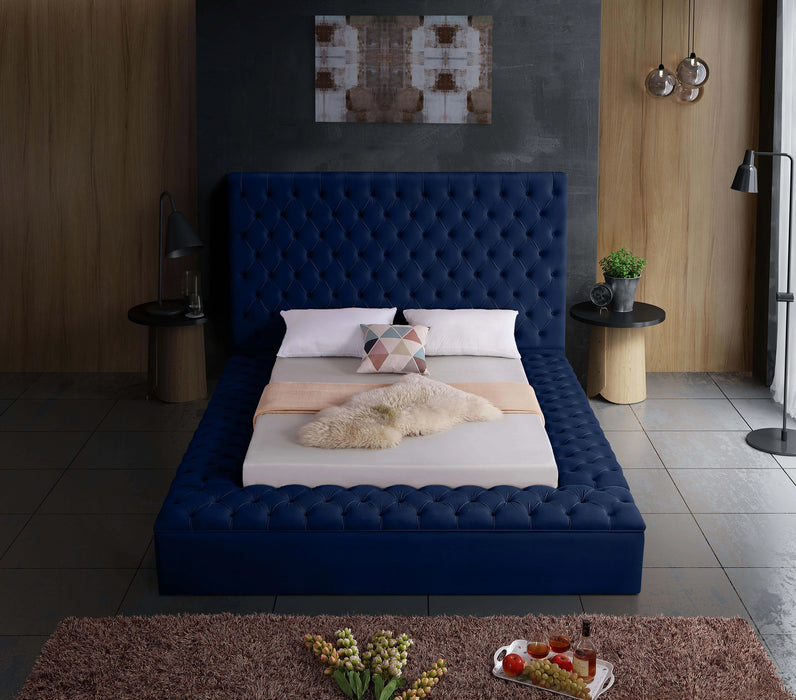 Bliss Navy Velvet Full Bed (3 Boxes)