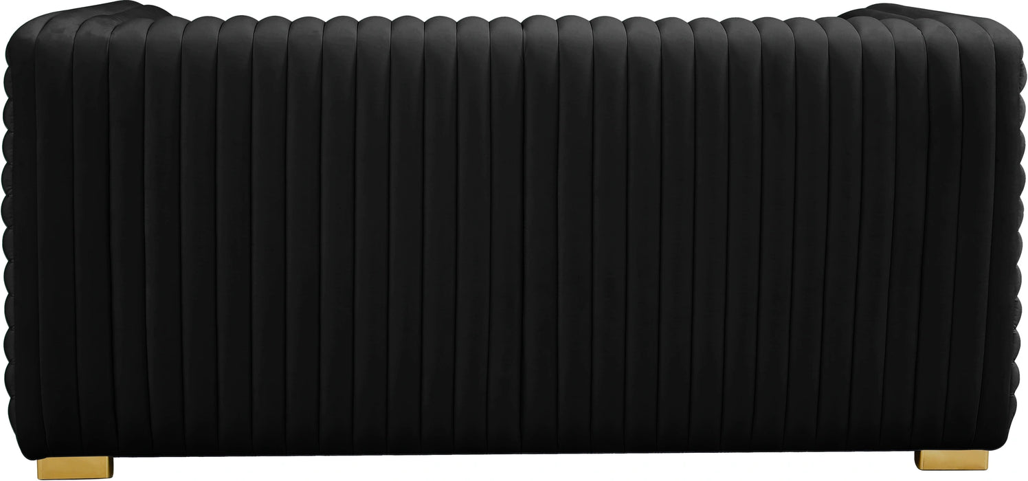 Ravish Black Velvet Loveseat