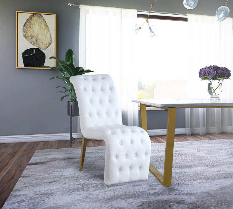 Curve White Faux Leather Dining Chair