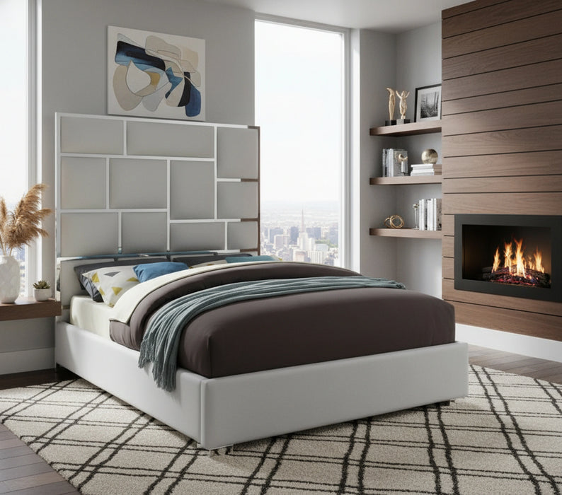 Milan White Faux Leather King Bed