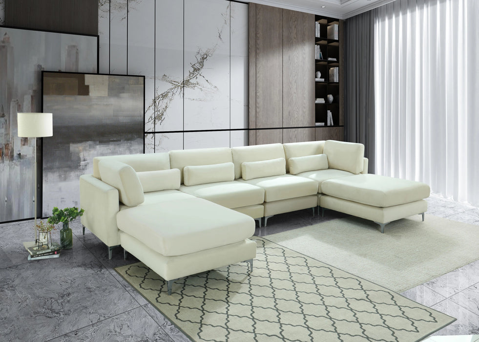 Julia Cream Velvet Modular Sectional (6 Boxes)
