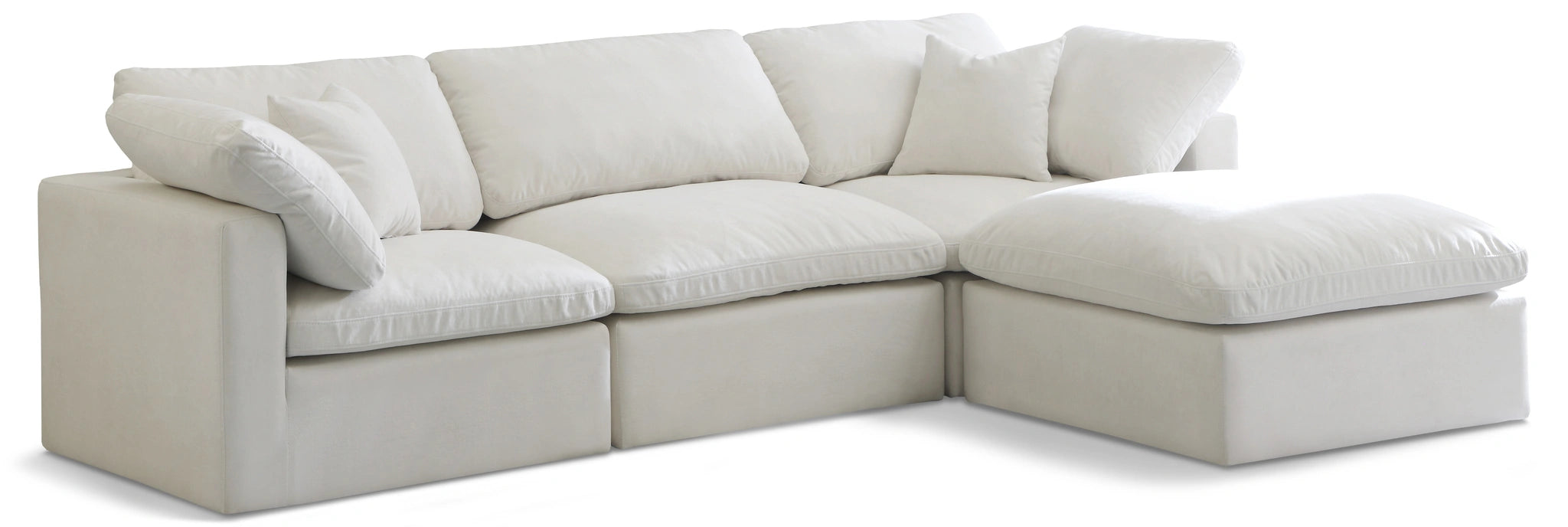 Plush Cream Velvet Standard Cloud Modular Sectional