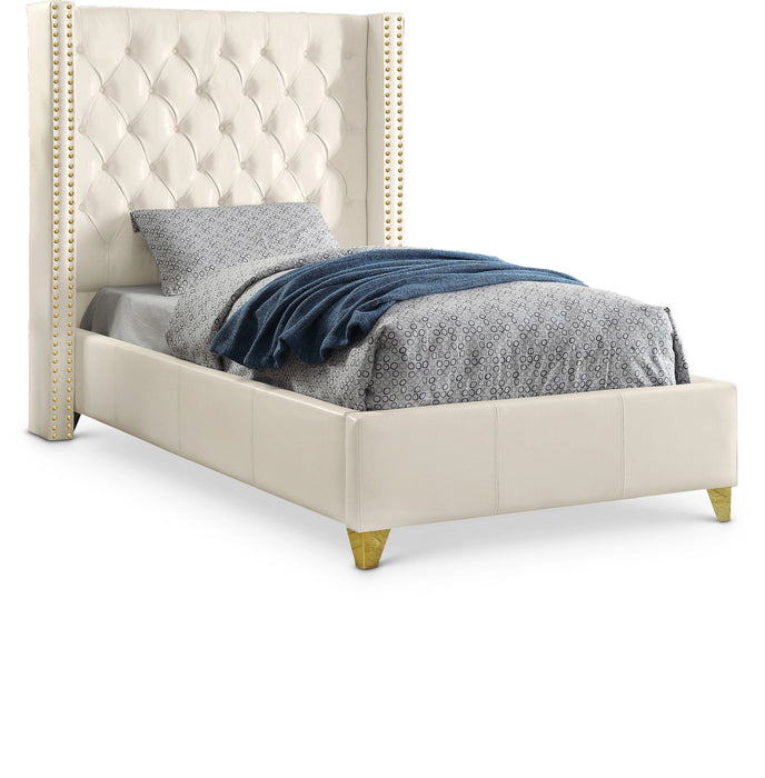 Soho White Bonded Leather Twin Bed