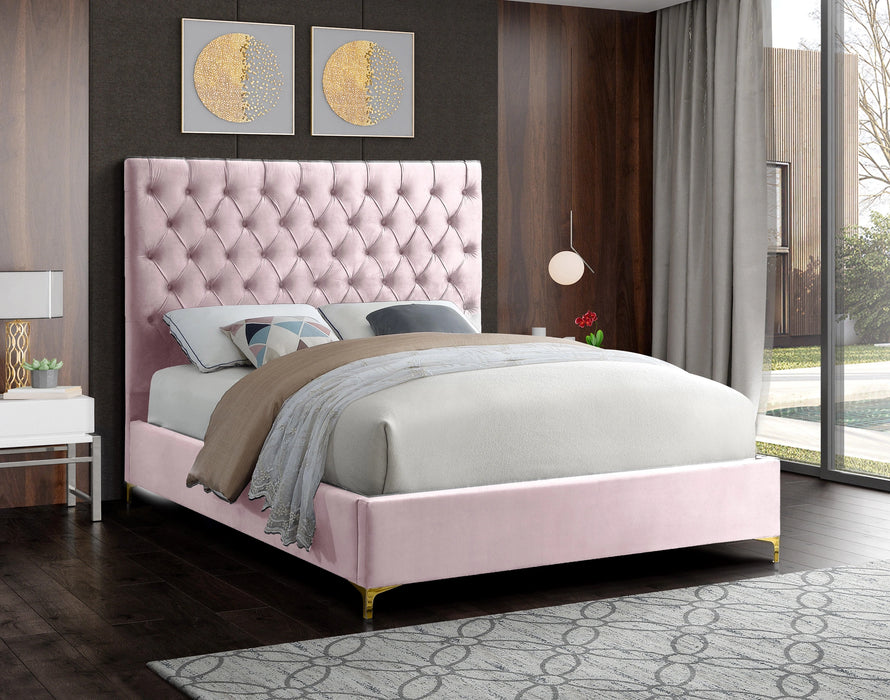Cruz Pink Velvet King Bed