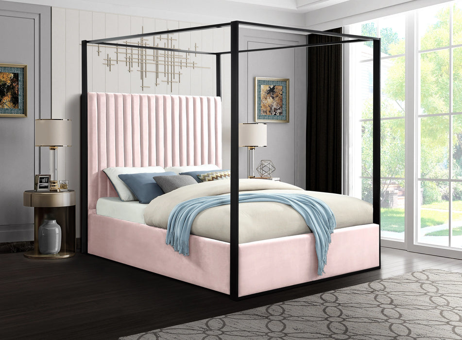 Jax Pink Velvet Queen Bed