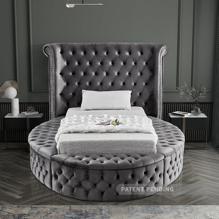 Luxus Grey Velvet Twin Bed (3 Boxes)