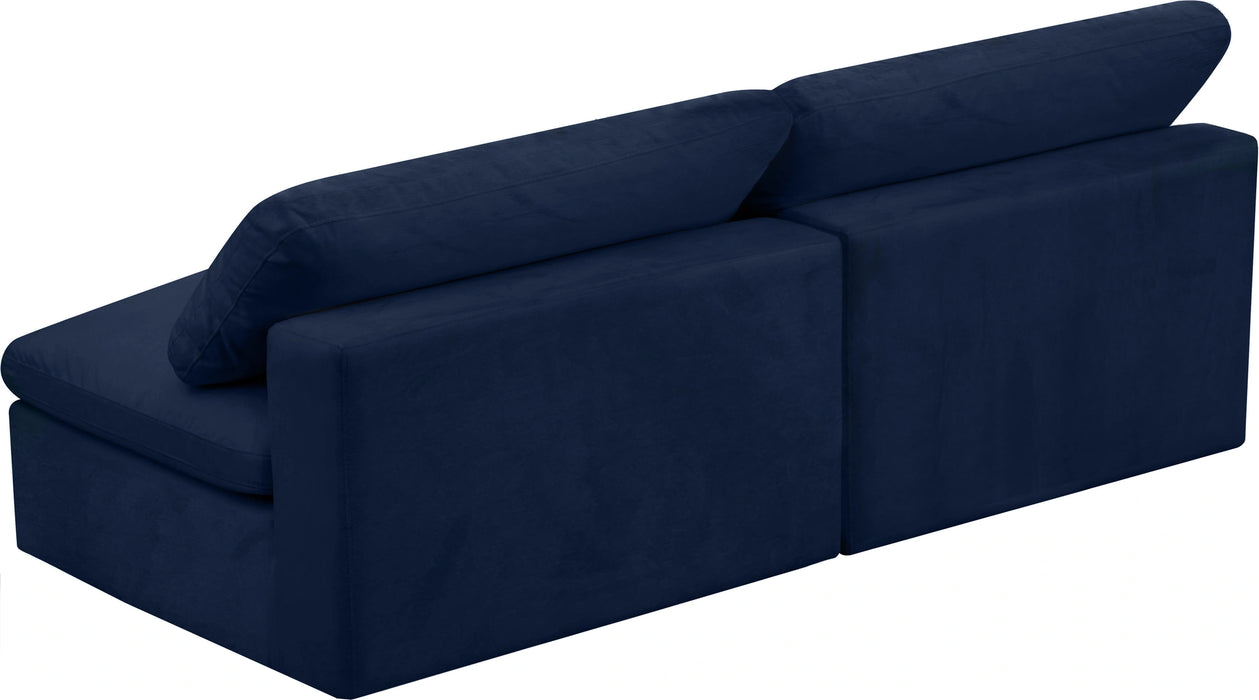 Cozy Navy Velvet Cloud Modular Armless Sofa