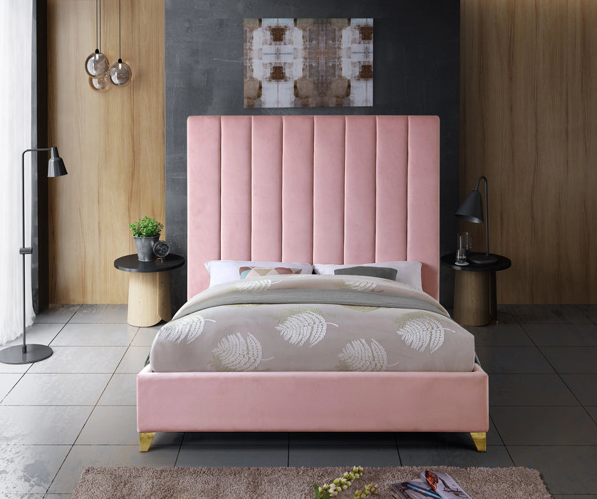 Via Pink Velvet Full Bed