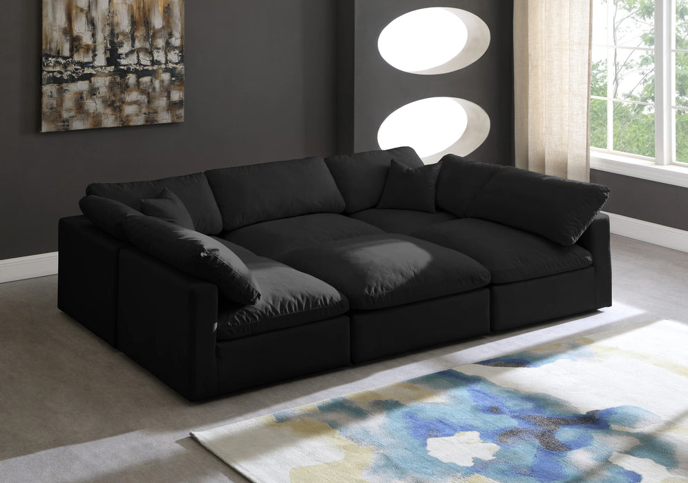 Plush Black Velvet Standard Cloud Modular Sectional