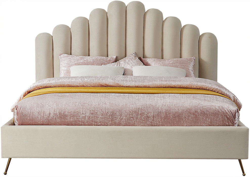Lily Cream Velvet King Bed