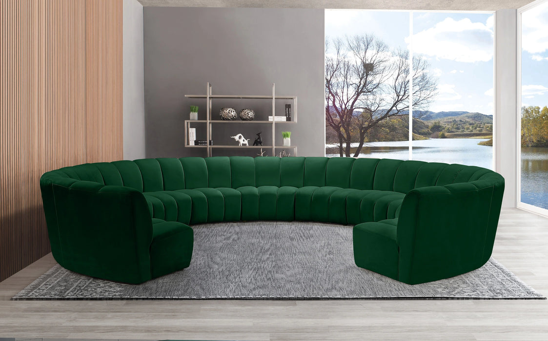 Infinity Green Velvet 11pc. Modular Sectional