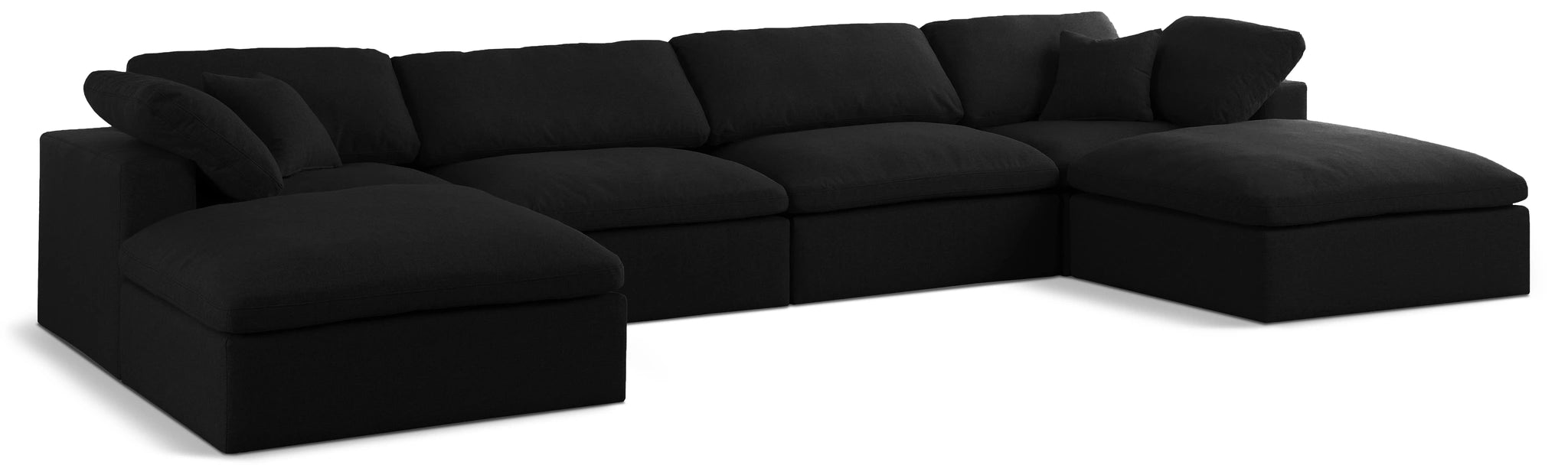 Serene Black Linen Fabric Deluxe Cloud Modular Sectional