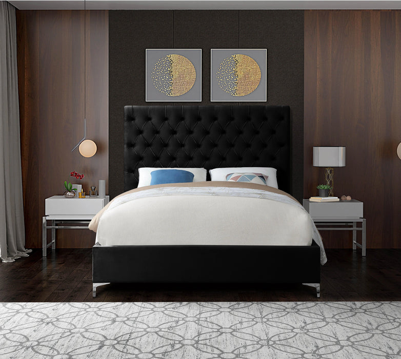 Cruz Black Velvet Full Bed