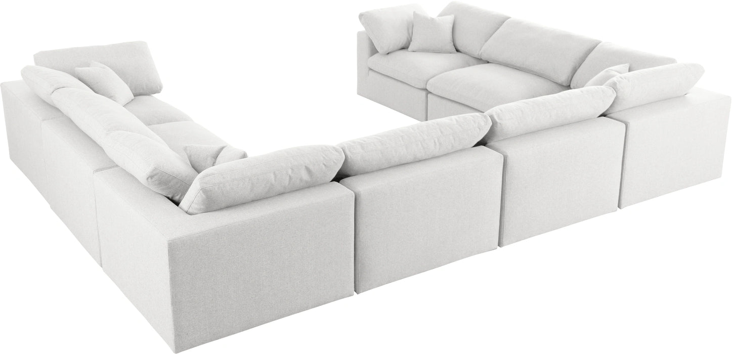 Serene Cream Linen Fabric Deluxe Cloud Modular Sectional