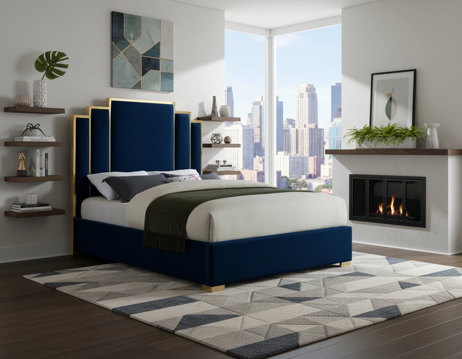 Hugo Navy Velvet King Bed