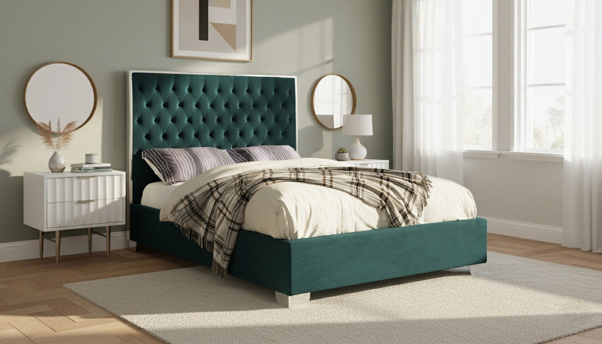 Lexi Green Velvet Full Bed