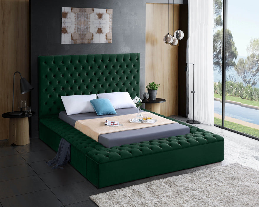 Bliss Green Velvet Queen Bed (3 Boxes)