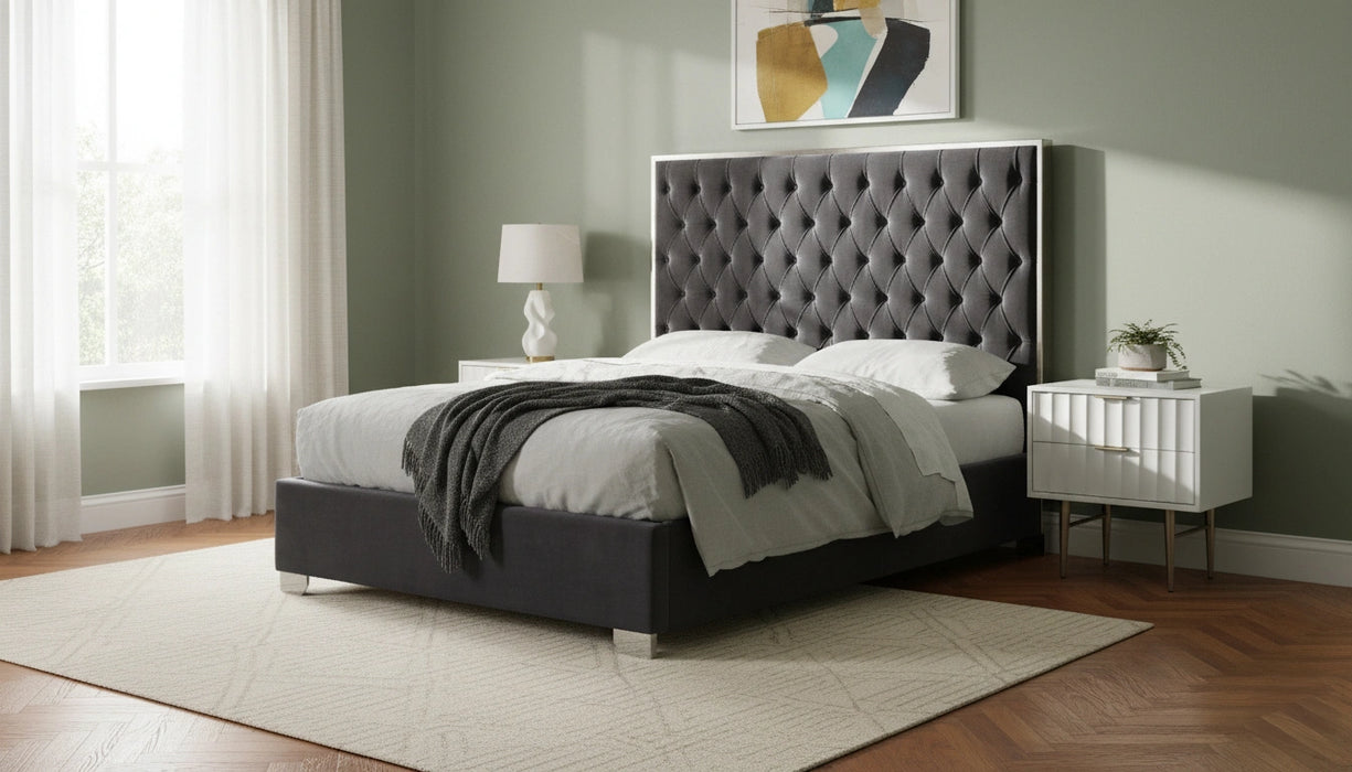 Lexi Grey Velvet Full Bed