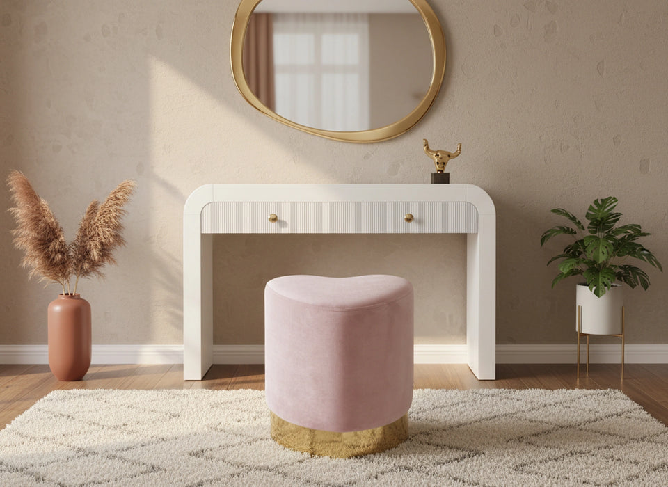 Heart Pink Velvet Ottoman/Stool