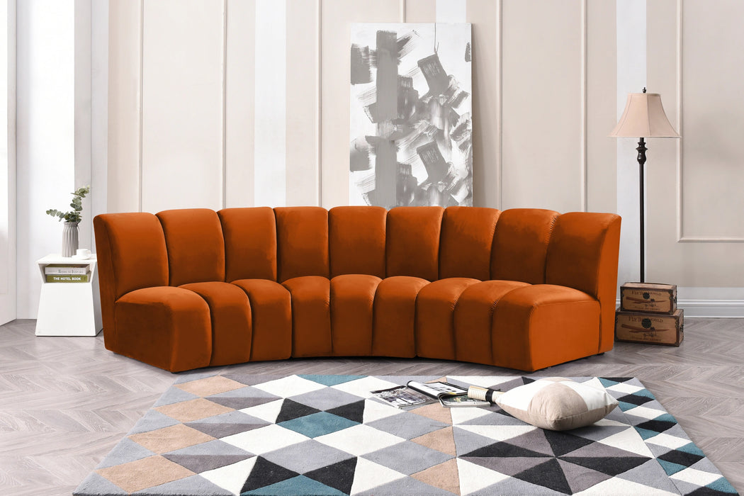Infinity Cognac Velvet 3pc. Modular Sectional