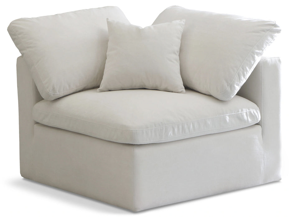 Plush Cream Velvet Standard Cloud Modular Corner Chair