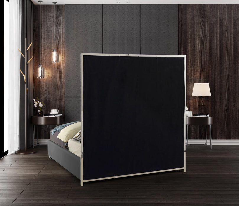 Milan Grey Faux Leather Queen Bed
