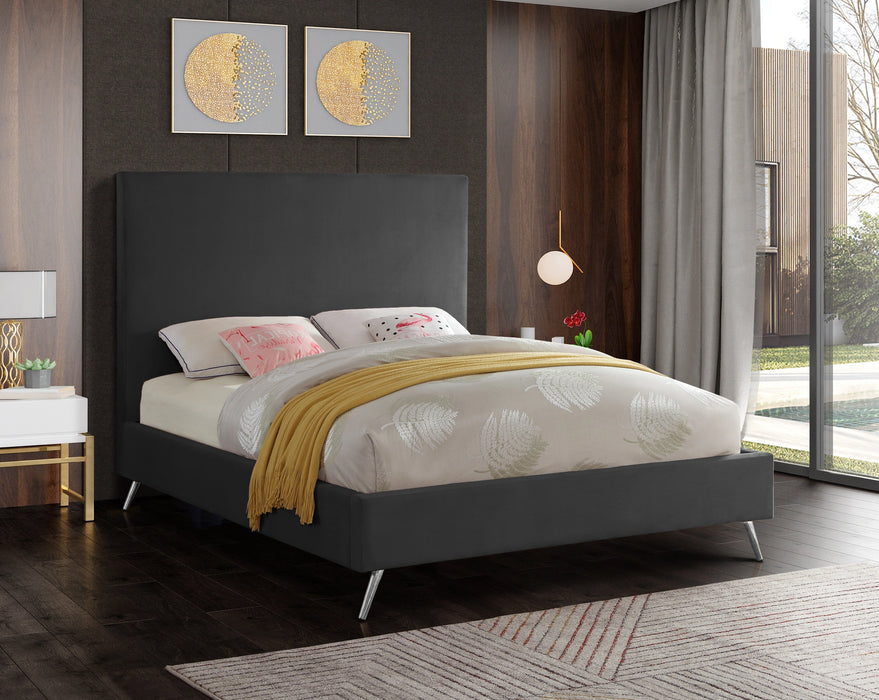 Jasmine Grey Velvet Full Bed