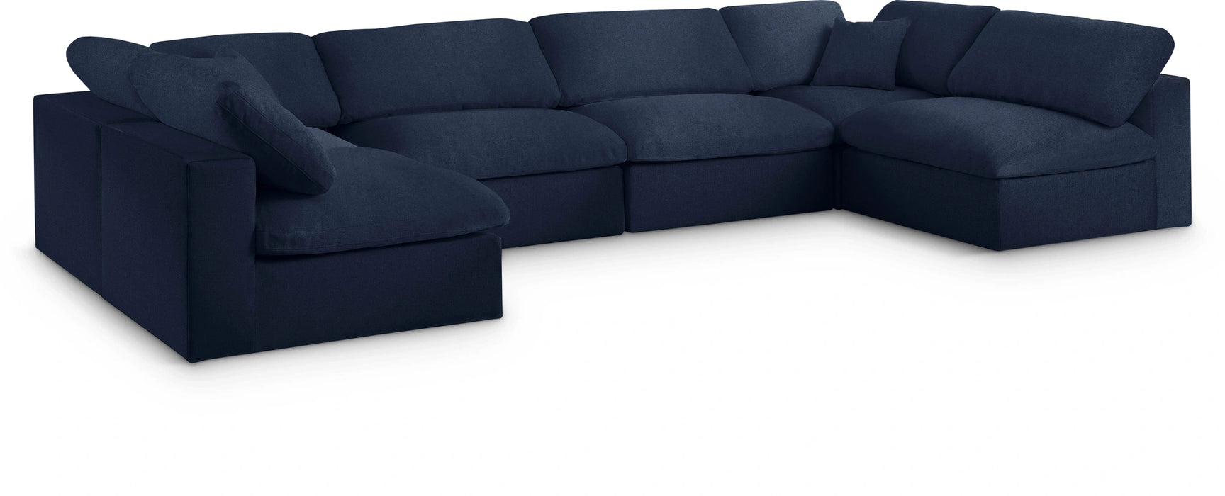 Serene Navy Linen Fabric Deluxe Cloud Modular Sectional