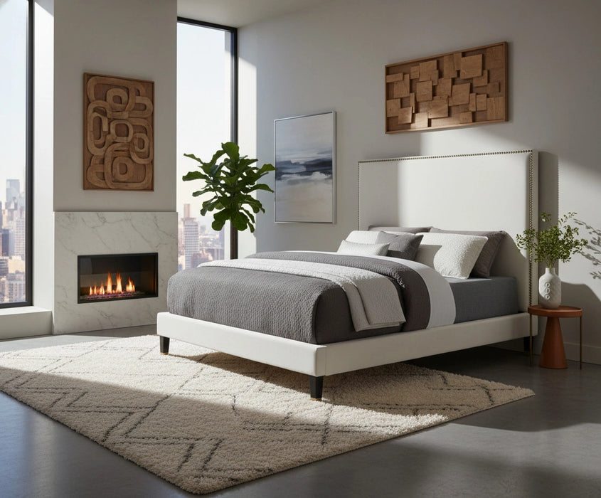 Harlie Cream Velvet Full Bed