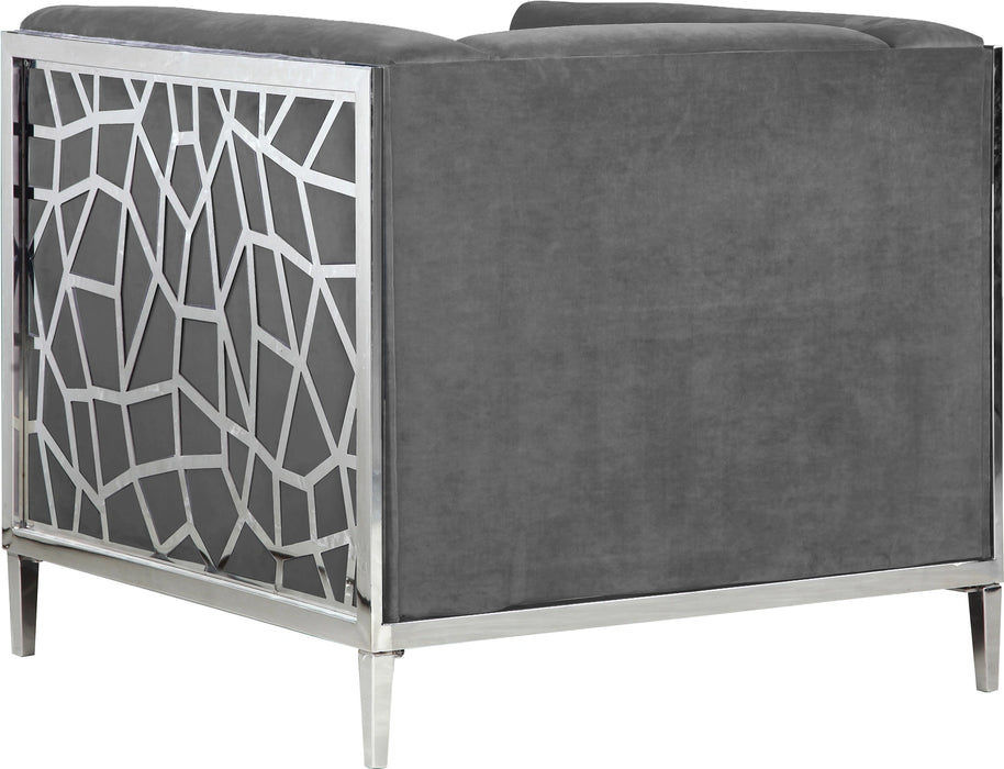 Opal Grey Velvet Chair
