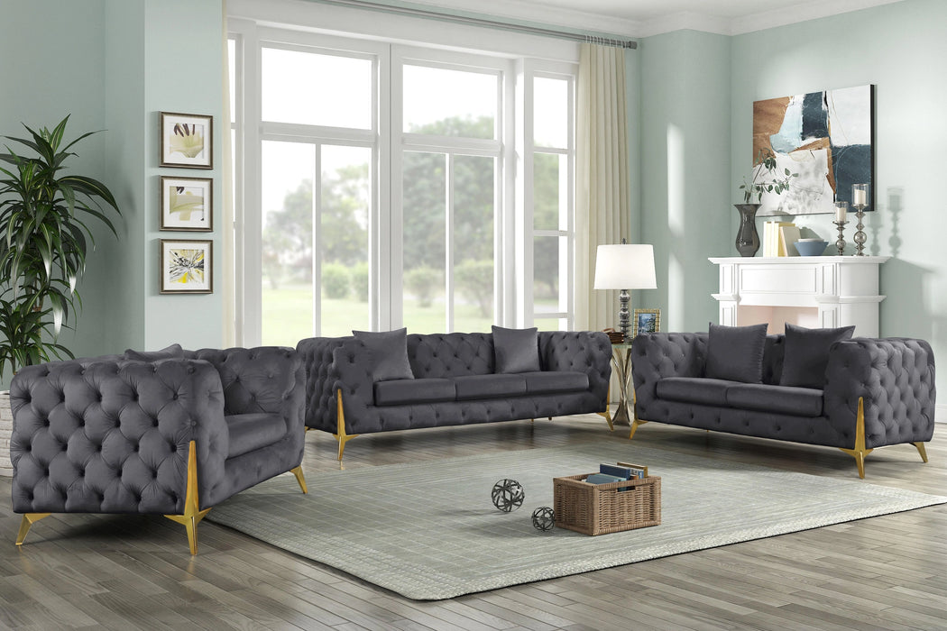 Kingdom Grey Velvet Sofa