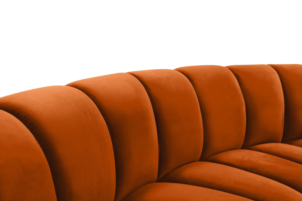 Infinity Cognac Velvet 9pc. Modular Sectional